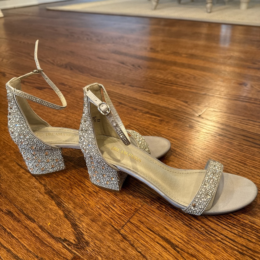 Dream Pairs Women's Elegant Jeweled Silver Heels